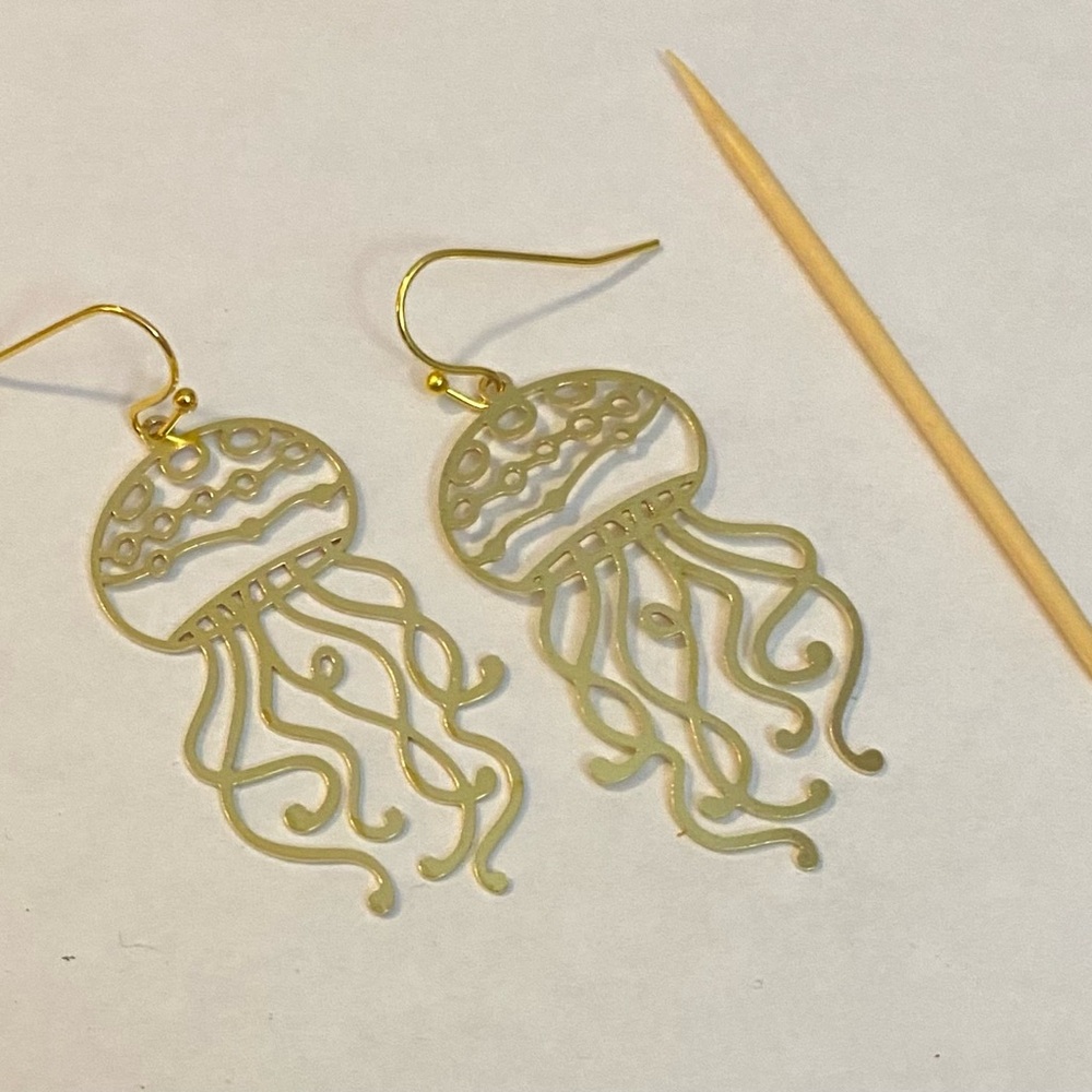 NEW Brass Jellyfish charm earrings